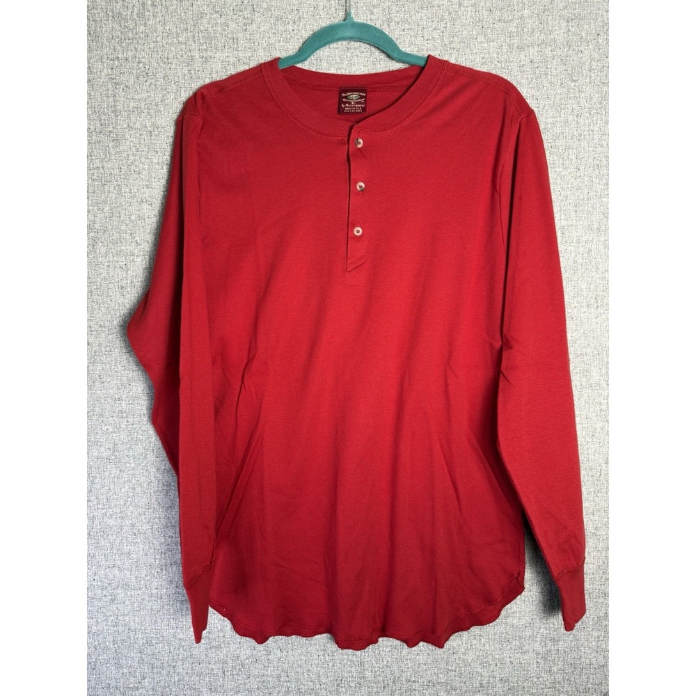 Vintage Northwestern Knit Munsingwear Red Henley‎ Long Sleeve Thermal T-Shirt L